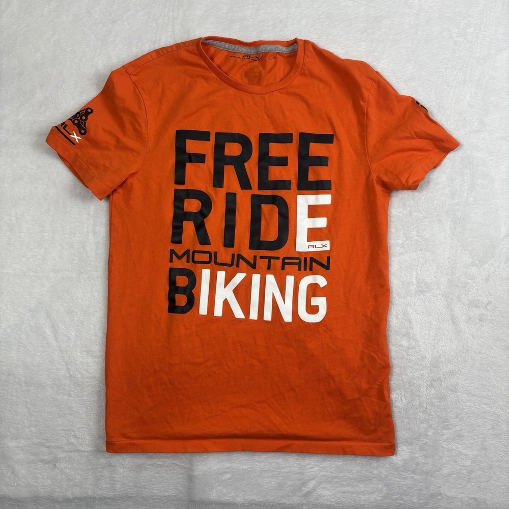 RLX Ralph Lauren Free‎ Ride Orange Short Sleeve Graphic Shirt Men's Small
